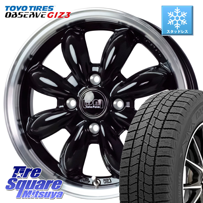 TOYO OBSERVE GIZ3 2024年~2025年製 オブザーブ ギズ3 スタッドレス ミツヤ 165/55R15HotStuff LaLa Palm CUP2 ララパーム カップ2 BK ホイール 15インチ 15X5.5J 45 4穴 100|タイヤスクエアミツヤ