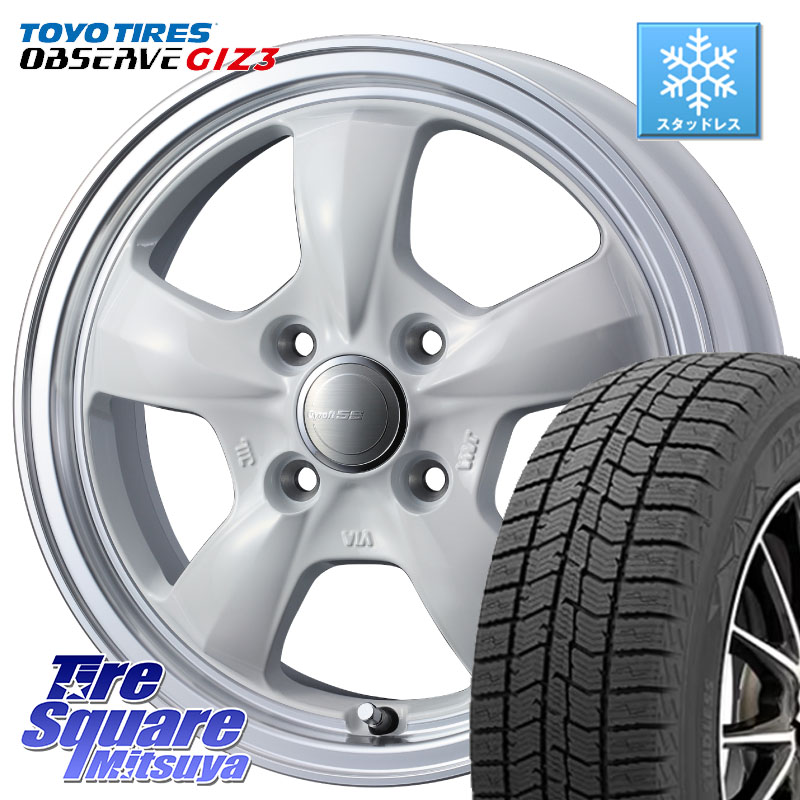 TOYO OBSERVE GIZ3 2024年~2025年製 オブザーブ ギズ3 スタッドレス ミツヤ 165/55R15WEDS 41119 GYRAFT 5S グラフト ホワイト ホイール 15インチ 15X4.5J 45 4穴 100 N-BOX デリカミニ2WD タント スペーシア サクラ R1 R2 ルークス ROOX 日産 デイズ デイズルークス|タイヤスクエアミツヤ