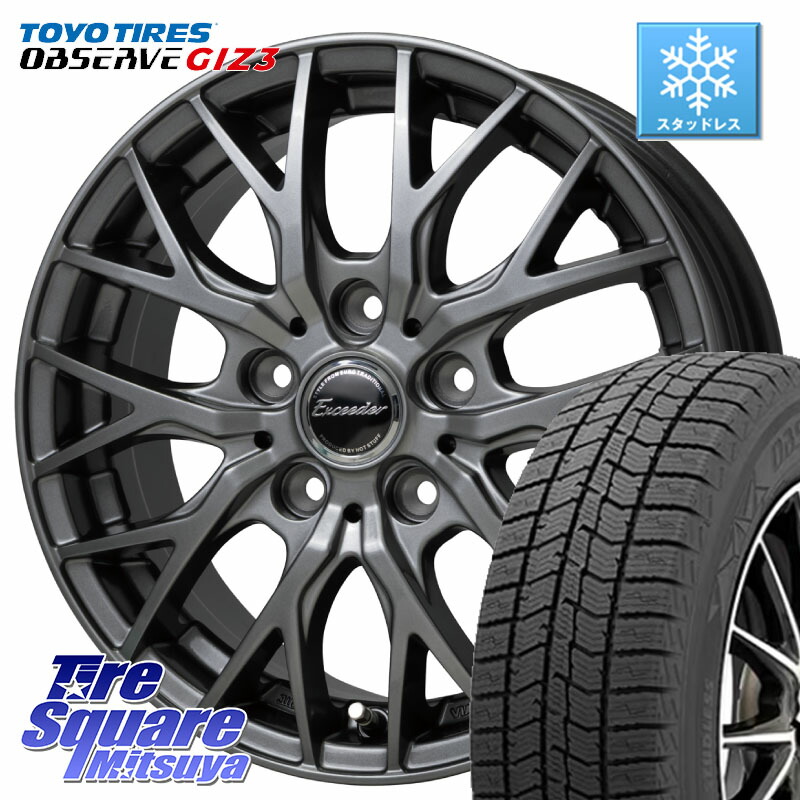 TOYO OBSERVE GIZ3 2024年製～ オブザーブ ギズ3 スタッドレス ミツヤ 205/55R16 HotStuff Exceeder E05-2 ホイール 16インチ エクシーダ 16 X 6.5J +48 5穴 114.3 GU系インプレッサ