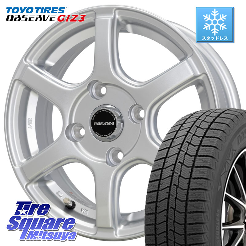 TOYO OBSERVE GIZ3 2024年製～ オブザーブ ギズ3 スタッドレス ミツヤ 165/70R14 HotStuff BISON BN-04 BN04 バイソン ホイール 14インチ 14 X 5.0J +38 4穴 100