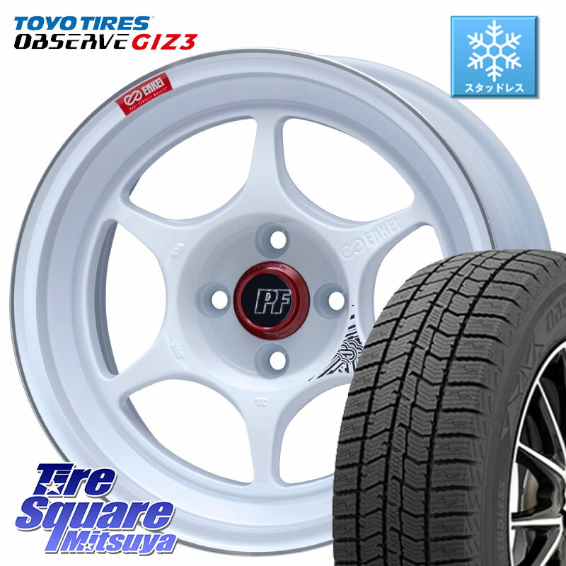 TOYO OBSERVE GIZ3 2024年~2025年製 オブザーブ ギズ3 スタッドレス ミツヤ 205/50R17ENKEI エンケイ PerformanceLine PF06 ホイール 17インチ 17X7.0J 45 4穴 100 E13オーラ|タイヤスクエアミツヤ