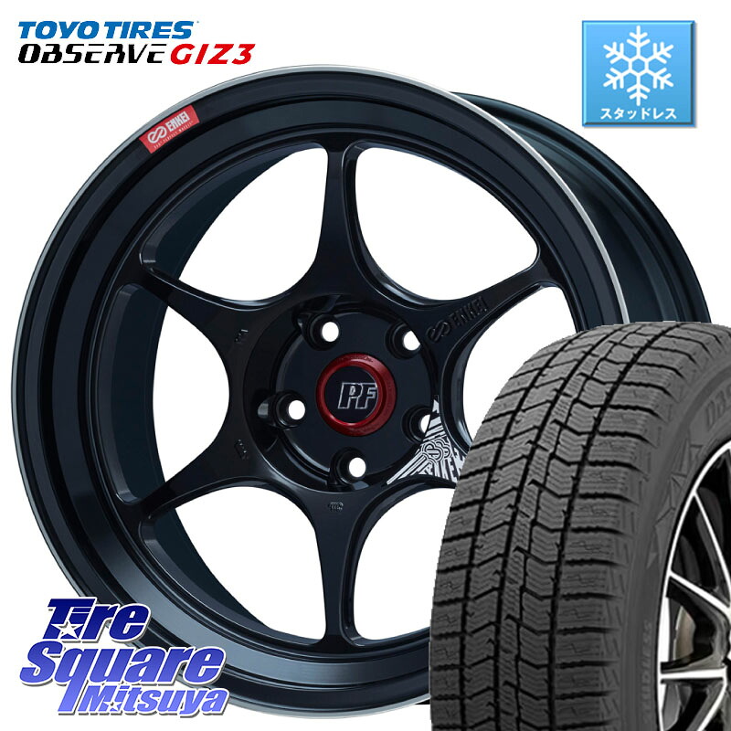 TOYO OBSERVE GIZ3 2024年～2025年製 オブザーブ ギズ3 スタッドレス ミツヤ 235/45R18 ENKEI エンケイ PerformanceLine PF06 BK ホイール 18インチ 18 X 8.0J +45 5穴 114.3 CY2アコード 70系カムリ