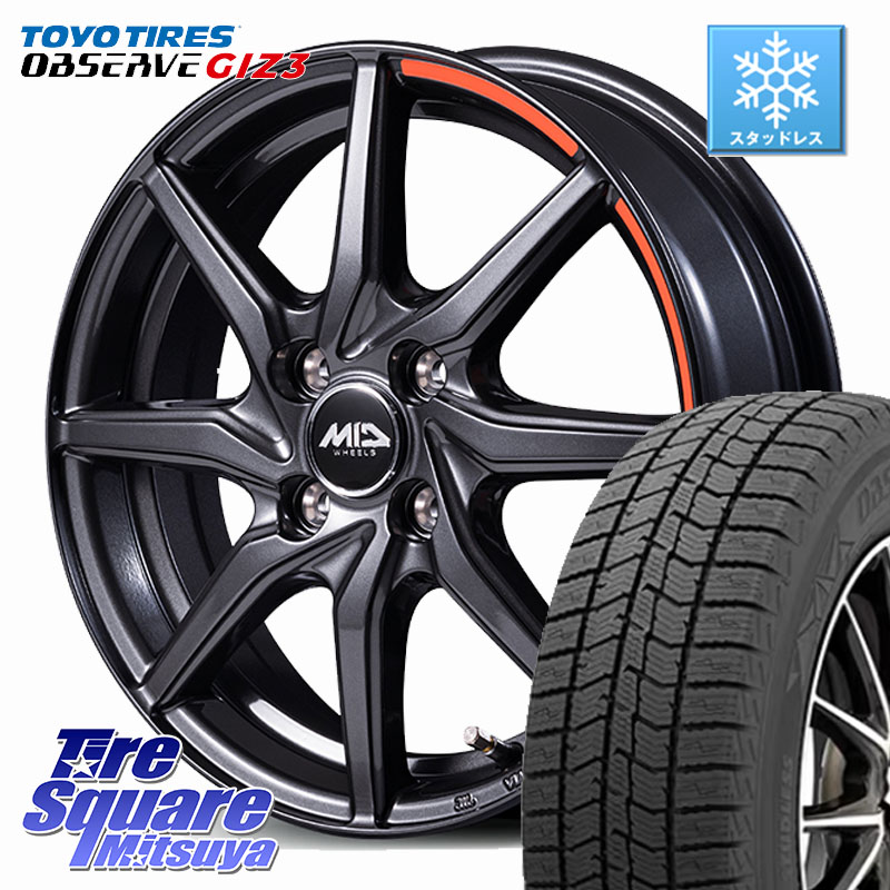 TOYO OBSERVE GIZ3 2024年製～ オブザーブ ギズ3 スタッドレス ミツヤ 185/60R15 MANARAY MID RX810 ACTIVE BLACK ホイール 15インチ 15 X 6.0J +45 5穴 100 170系シエンタ