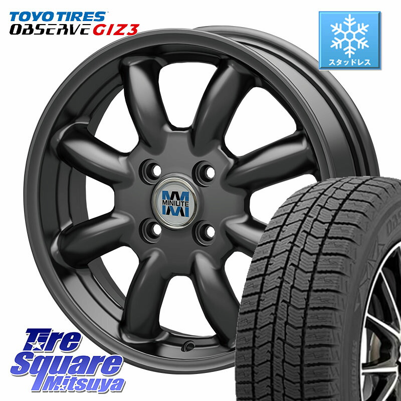 TOYO OBSERVE GIZ3 2024年製～ オブザーブ ギズ3 スタッドレス ミツヤ 165/55R14 KOSEI MINILITE ガンメタ ホイール 14インチ ミニライト 14 X 4.5J +45 4穴 100 ハイゼット アゲトラCustom車用※軽自動車専用ホイール※