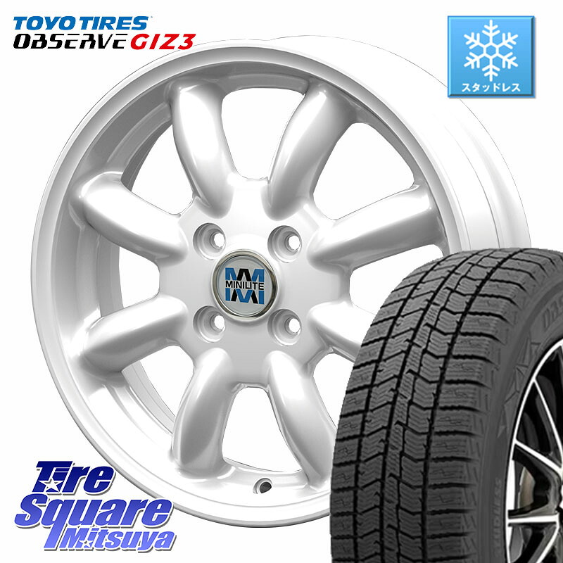 TOYO OBSERVE GIZ3 2024年製～ オブザーブ ギズ3 スタッドレス ミツヤ 165/55R14 KOSEI MINILITE ホワイト ホイール 14インチ ミニライト 14 X 4.5J +45 4穴 100 ハイゼット アゲトラCustom車用※軽自動車専用ホイール※