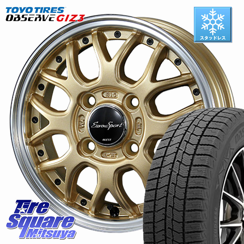 TOYO OBSERVE GIZ3 2024年～2025年製 オブザーブ ギズ3 スタッドレス ミツヤ 155/65R14 BLEST EuroSport Type815 軽自動車専用 ホイール 14インチ 14 X 4.5J +45 4穴 100 N-BOX デリカミニ2WD タント スペーシア サクラ ハイゼット アゲトラCustom車用※軽自動車専用ホ