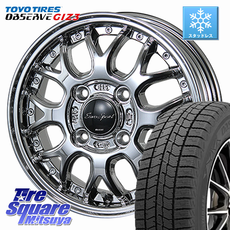 TOYO OBSERVE GIZ3 2024年製～ オブザーブ ギズ3 スタッドレス ミツヤ 165/55R14 BLEST EuroSport Type815 軽自動車専用 ホイール 14インチ 14 X 4.5J +45 4穴 100 ハイゼット アゲトラCustom車用※軽自動車専用ホイール※