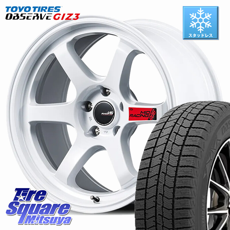 TOYO OBSERVE GIZ3 2024年製～ オブザーブ ギズ3 スタッドレス ミツヤ 205/55R17MANARAY MID RACING R06 ホイール 17インチ 17X7.0J 48 5穴 114.3 90系ノア/ヴォクシー RP6～8ステップワゴン MAZDA3 P15キックス ノア NOAH｜タイヤスクエアミツヤ