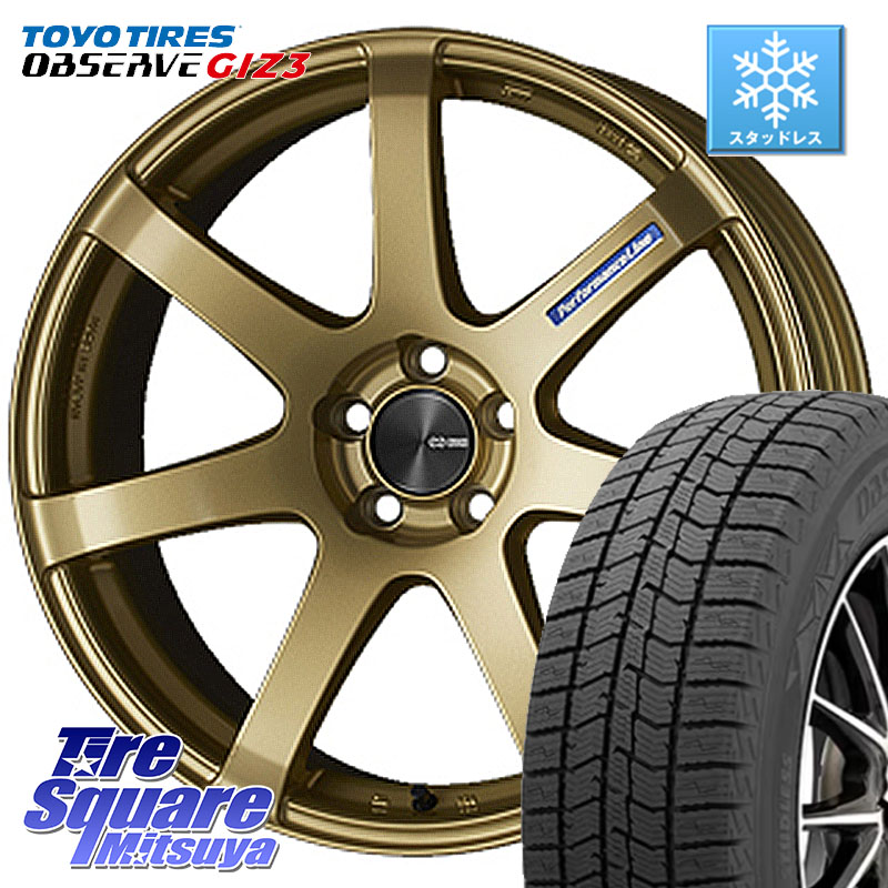 TOYO OBSERVE GIZ3 2024年製～ オブザーブ ギズ3 スタッドレス ミツヤ 225/55R18 ENKEI エンケイ PerformanceLine PF07 -COLORS- 18 X 7.5J +48 5穴 114.3 E52エルグランド ZR-V レヴォーグレイバック SL系フォレスター SK系フォレスター