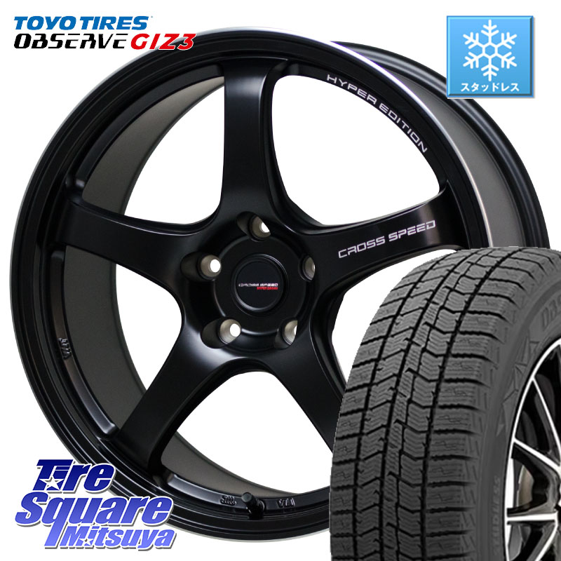 TOYO OBSERVE GIZ3 2024年～2025年製 オブザーブ ギズ3 スタッドレス ミツヤ 245/45R18HotStuff クロススピード CR5 CR-5 軽量 BK ホイール 18インチ 18X7.5J 48 5穴 100｜タイヤスクエアミツヤ