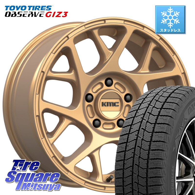 TOYO OBSERVE GIZ3 2024年~2025年製 オブザーブ ギズ3 スタッドレス ミツヤ 225/50R17KMC KM708 BULLY ホイール 17インチ 専用Nut別売 17X8.0J 38 5穴 114.3|タイヤスクエアミツヤ