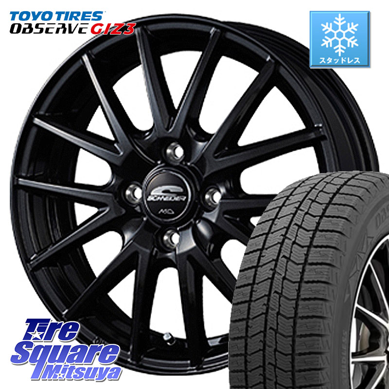 TOYO OBSERVE GIZ3 2024年～2025年製 オブザーブ ギズ3 スタッドレス ミツヤ 165/55R15 MANARAY MID SCHNEIDER SQ27 ブラック ホイール 15インチ 15 X 4.5J +45 4穴 100 N-BOX デリカミニ2WD タント スペーシア サクラ