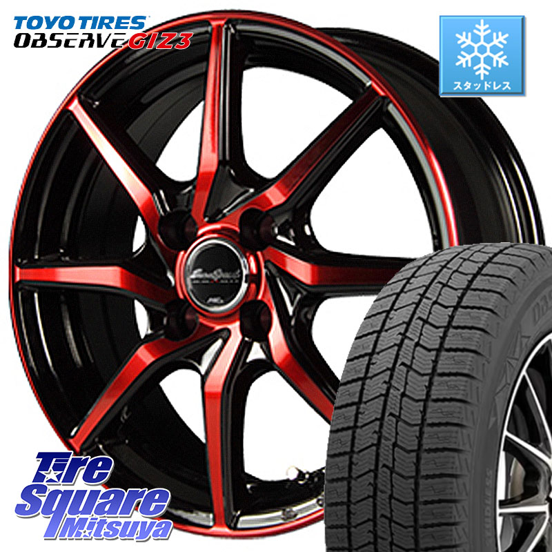 TOYO OBSERVE GIZ3 2024年製～ オブザーブ ギズ3 スタッドレス ミツヤ 195/65R15 MANARAY MID Euro Speed S810 レッド ホイール 15インチ 15 X 5.5J +45 4穴 100 E13オーラ