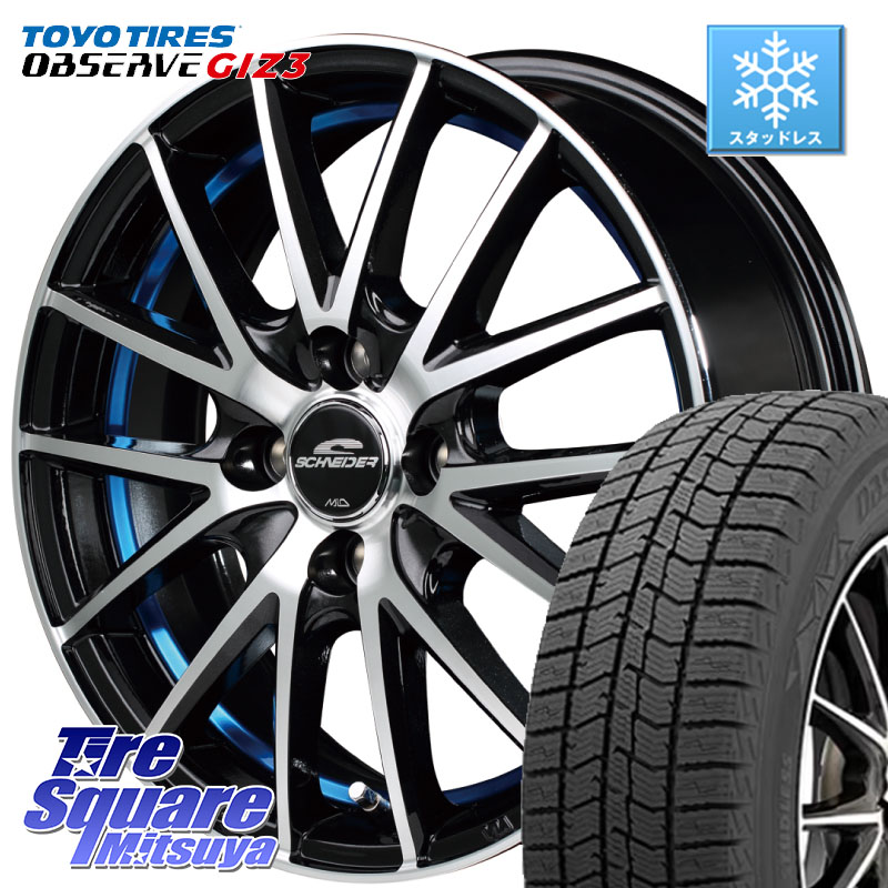 TOYO OBSERVE GIZ3 2024年～2025年製 オブザーブ ギズ3 スタッドレス ミツヤ 165/55R15 MANARAY MID SCHNEIDER シュナイダー RX27 RX-27 ホイール 4本 15インチ 15 X 5.5J +43 4穴 100