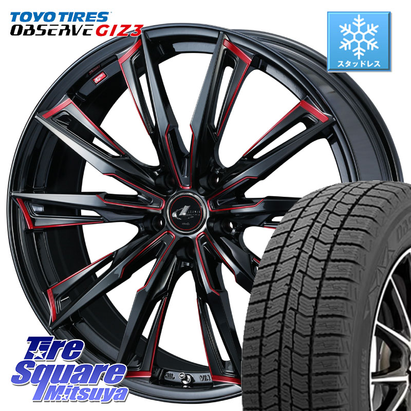 TOYO OBSERVE GIZ3 2024年～2025年製 オブザーブ ギズ3 スタッドレス ミツヤ 215/55R18 WEDS LEONIS レオニス GX RED ウェッズ ホイール 18インチ 18 X 7.0J +55 5穴 114.3