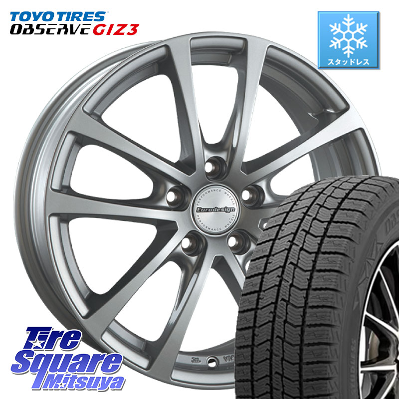 TOYO OBSERVE GIZ3 2024年製～ オブザーブ ギズ3 スタッドレス ミツヤ 195/65R15 阿部商会 EuroDesign FOX-RF ホイール 15インチ 15 X 6.5J(VW GOLF7 AU) +45 5穴 112 フォルクスワーゲン ゴルフ7 フォルクスワーゲン ゴルフ8