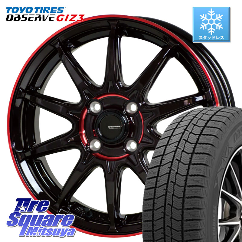 TOYO OBSERVE GIZ3 2024年~2025年製 オブザーブ ギズ3 スタッドレス ミツヤ 195/60R16HotStuff 軽量設計 G.SPEED P-05R P05R RED ホイール 16インチ 16X6.5J 48 5穴 100 イスト ist ウィッシュ WISH|タイヤスクエアミツヤ