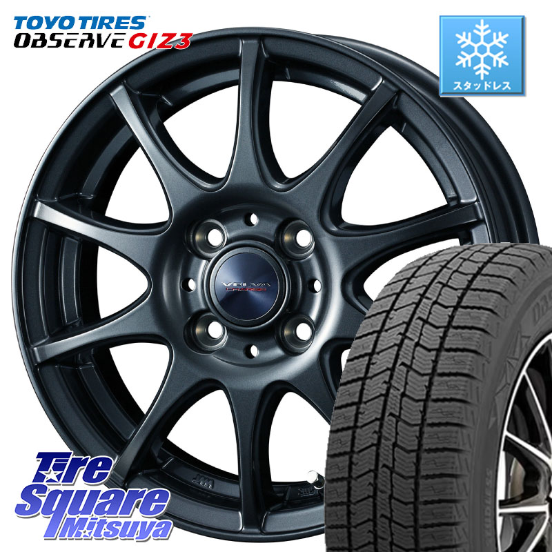 TOYO OBSERVE GIZ3 2024年製～ オブザーブ ギズ3 スタッドレス ミツヤ 165/70R14 WEDS ウェッズ ヴェルヴァチャージ 在庫● ホイール 14 X 5.5J +38 4穴 100 140系ポルテ