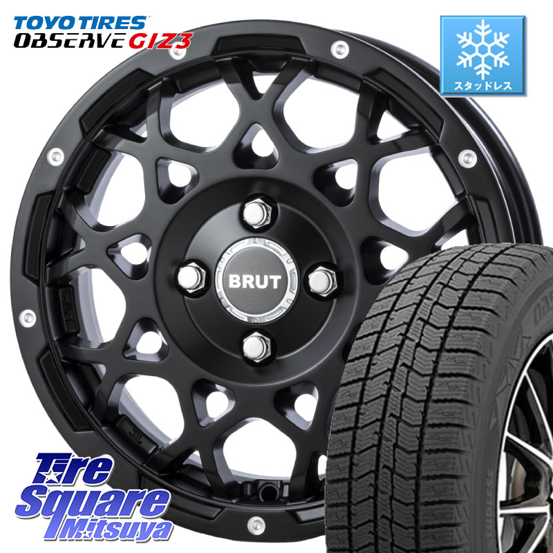 TOYO OBSERVE GIZ3 2024年～2025年製 オブザーブ ギズ3 スタッドレス ミツヤ 155/65R14BRUT ブルート BR-55 BR55 ミルドサティンブラック 14インチ 14X5.0J 45 4穴 100 N-BOX タント スペーシア ハイゼットアゲトラCustom車用※軽自動車専用ホイール※ デリカ ミニ DEL｜タイヤスクエアミツヤ