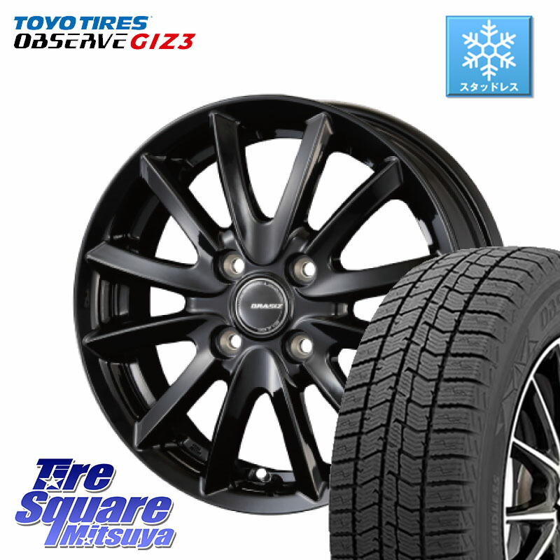 TOYO OBSERVE GIZ3 2024年製～ オブザーブ ギズ3 スタッドレス ミツヤ 185/60R15 KOSEI クレイシズVS6 QRA511Bホイール 15 X 5.5J +50 4穴 100 GR・GS系フィット GP5・6フィットHV