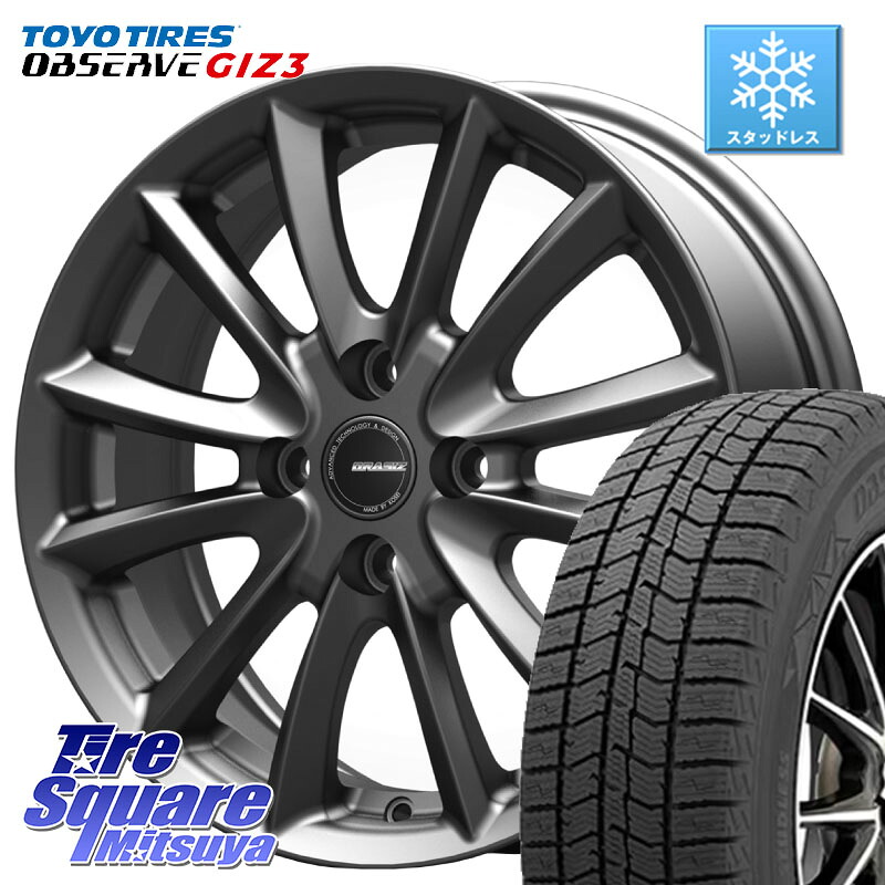 TOYO OBSERVE GIZ3 2024年製～ オブザーブ ギズ3 スタッドレス ミツヤ 185/60R15 KOSEI クレイシズVS6 QRA511Gホイール 15 X 5.5J +50 4穴 100 GR・GS系フィット GP5・6フィットHV 58,044円