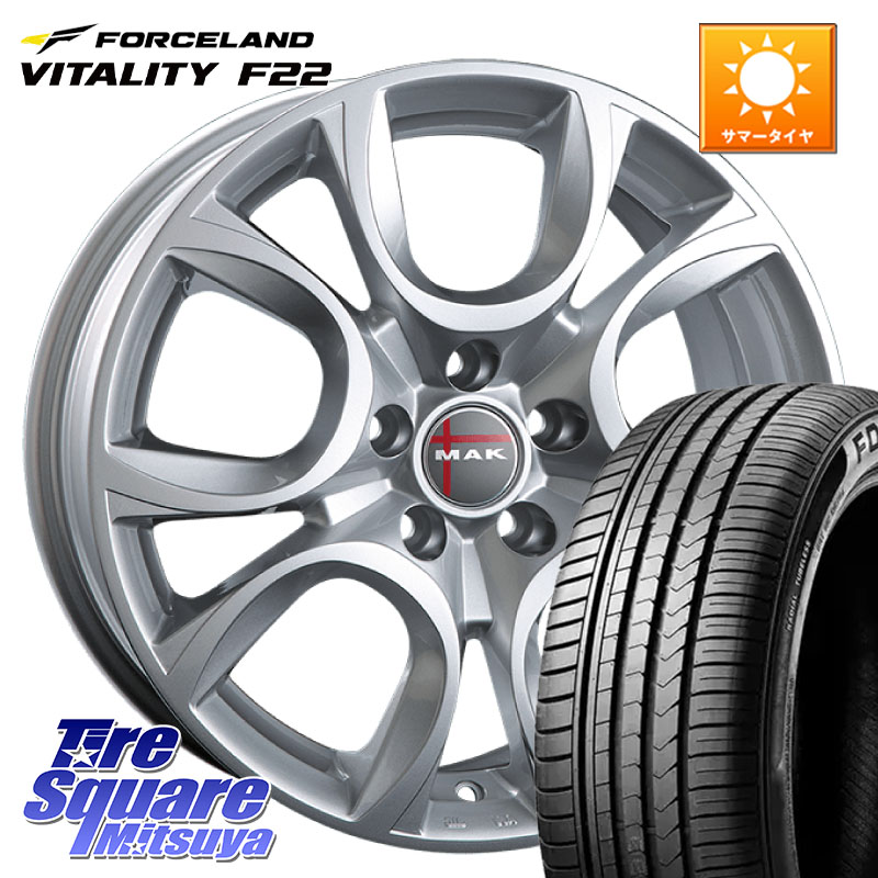 阿部商会 MAK TORINO(トリノ) ホイール 17インチ 17 X 7.5J(FIAT 500X 334) +41 5穴 110 FORCELAND Vitality F22 在庫● サマータイヤ 215/55ZR17 2025年製 ●サマーセール● 215/55R17 フィアット 500X