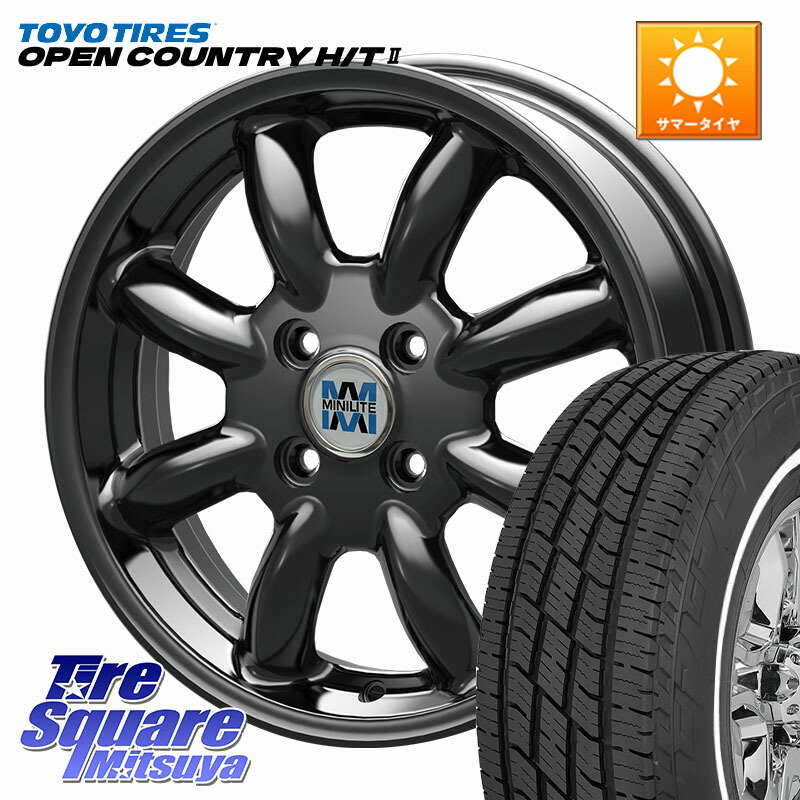 KOSEI MINILITE ブラック ホイール 15インチ ミニライト 15 X 5.0J +40 4穴 100 TOYOTIRES OPENCOUNTRY HT2 在庫● ホワイトリボン ● サマータイヤ オープンカントリー H/T2 165/60R15 ハイゼット アゲトラCustom車用※軽自動車専用ホイール※