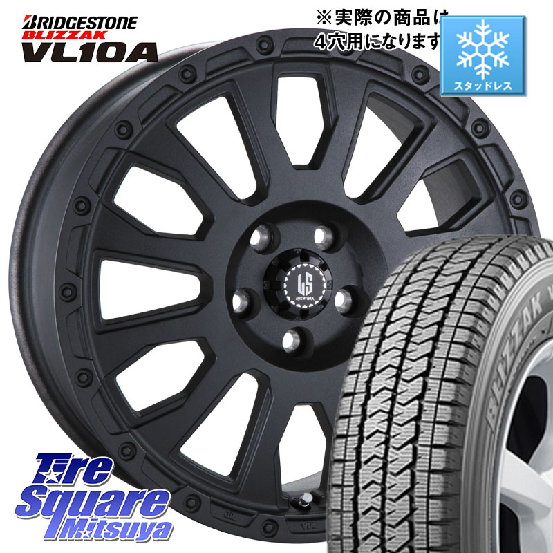 ブリヂストン BLIZZAK VL10A ブリザック スタッドレス ミツヤ 145/80R12 86*84阿部商会 LA STRADA AVENTURA アヴェンチュラ BK 12インチ 12X4.0J 42 4穴 100 バモスホビオ プロ PRO バモス｜タイヤスクエアミツヤ