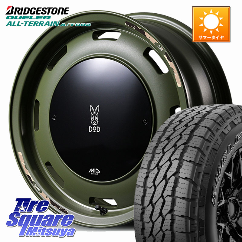 ブリヂストン デューラーAT002 在庫● アウトラインホワイトレター A/T002 サマータイヤ 215/70R16MANARAY MID x DOD ウシャリントバリ ※インセット-5 ホイール 16インチ 16X6.0J(JB74) 0 5穴 139.7 ジムニ&minus;シエラ/ノマド｜タイヤスクエアミツヤ
