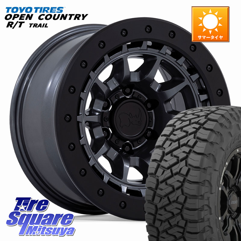TOYOTIRES オープンカントリー RT 在庫● OPEN COUNTRY RT トレイル R/T TRAIL 265/70R17BLACK RHINO TUSK ガンメタ ホイール 17インチ ブラックライノ 17X8.5J 0 6穴 139.7 トライトン ランドクルーザー プラド カスタムサイズ｜タイヤスクエアミツヤ