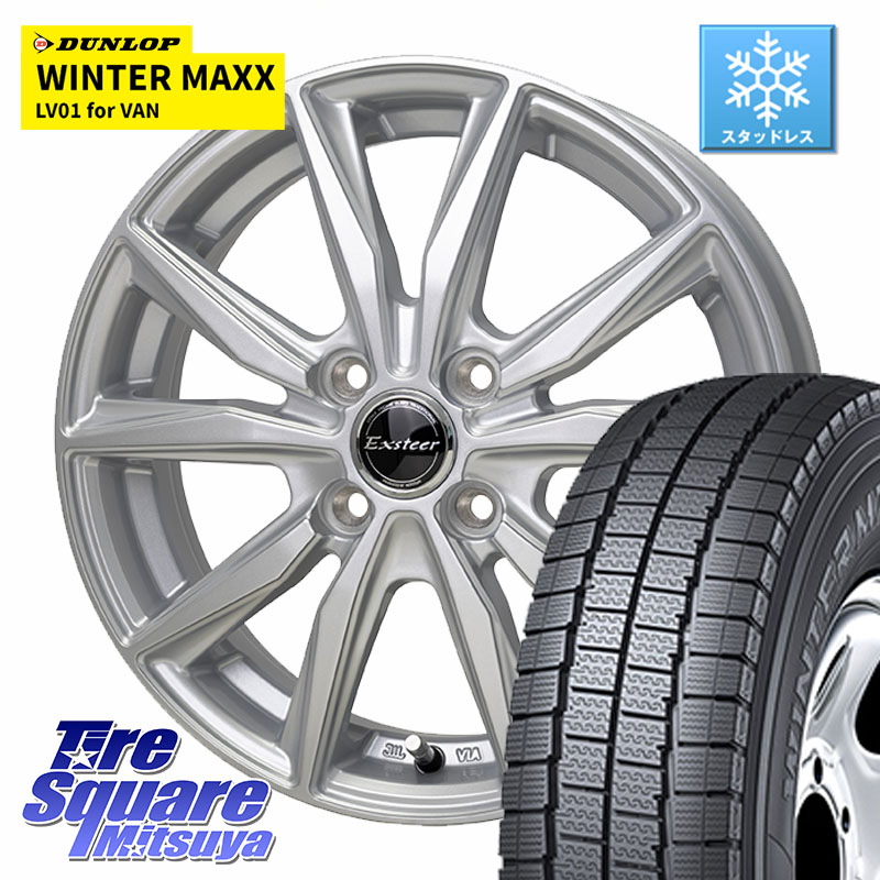 DUNLOP WINTER MAXX LV01 for VAN ウィンターマックス スタッドレス ミツヤ 155/80R14 88*86 HotStuff Exsteer ST ホイール 14インチ エクシーダ 14 X 5.0J(JWL-T) +38 4穴 100 160系サクシード プロボックス バン