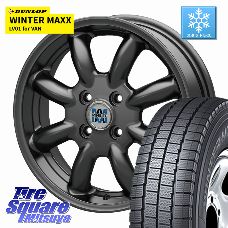 DUNLOP WINTER MAXX LV01 for VAN ウィンターマックス スタッドレス ミツヤ 155/80R14 88*86KOSEI MINILITE ガンメタ ホイール 14インチ ミニライト 14X4.5J 45 4穴 100 ハイゼットアゲトラCustom車用※軽自動車専用ホイール※|タイヤスクエアミツヤ