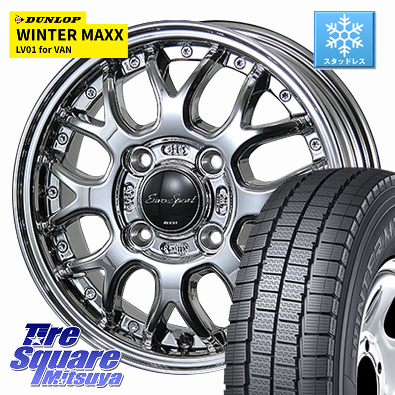 DUNLOP WINTER MAXX LV01 for VAN ウィンターマックス スタッドレス ミツヤ 145/80R12 80*78 BLEST EuroSport Type815 軽自動車専用 ホイール 12インチ 12 X 4.0J +43 4穴 100 N-VAN(JJ1/2) アトレー・ハイゼット