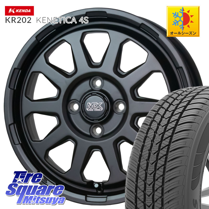 KENDA ケンダ KENETICA 4S KR202 オールシーズンタイヤ 155/65R14HotStuff マッドクロス レンジャー ブラック 4H ホイール 14インチ 14X4.5J 45 4穴 100 N-BOX デリカミニ2WD タント スペーシア サクラ ハイゼットアゲトラCustom車用※軽自動車専用ホイール※ ルークス|タイヤスクエアミツヤ