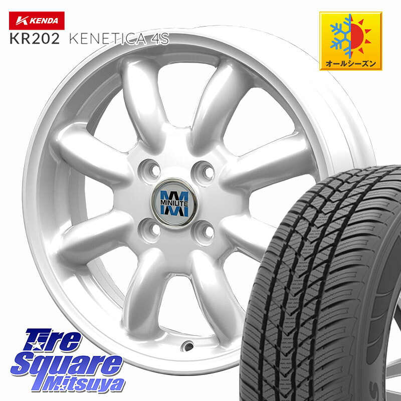 KENDA ケンダ KENETICA 4S KR202 オールシーズンタイヤ 155/65R14KOSEI MINILITE ホワイト ホイール 14インチ ミニライト 14X5.0J 40 4穴 100 ハイゼットアゲトラCustom車用※軽自動車専用ホイール※ キャリイ エブリイ アゲトラ｜タイヤスクエアミツヤ