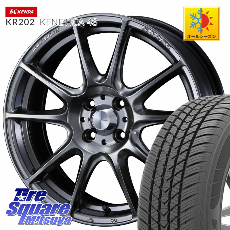KENDA ケンダ KENETICA 4S KR202 オールシーズンタイヤ 195/65R15 WEDS SA-25R PSB ウェッズ スポーツ ホイール 15インチ 15 X 6.0J +38 4穴 100 E13オーラ