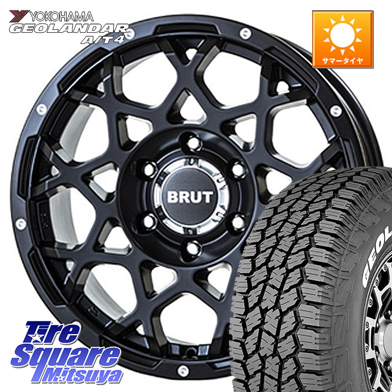 BRUT ブルート BR-55 BR55 ミルドサテンブラック ホイール 16インチ 16 X 6.5J +35 5穴 114.3 YOKOHAMA e5751 GEOLANDAR G018 A/T4 LT規格 ホワイトレター ヨコハマ 109/107 215/65R16 109*107