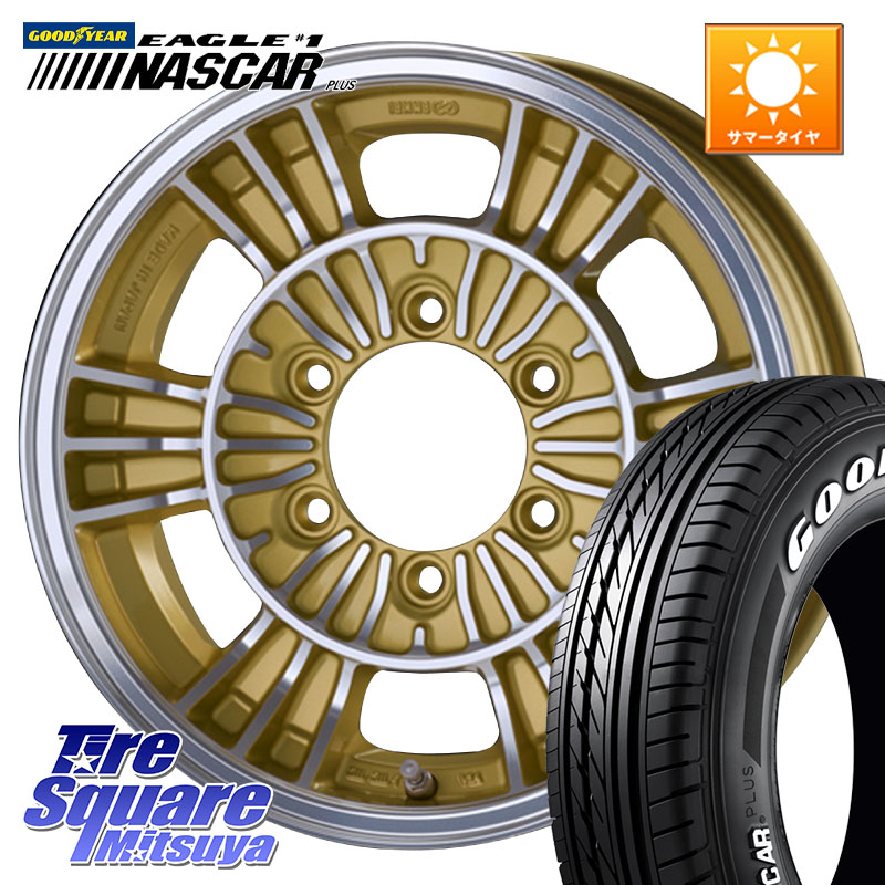 グッドイヤー EAGLE #1 NASCAR PLUS ナスカー プラス ホワイトレター サマータイヤ 195/80R15 107*105ENKEI エンケイ ALLROAD RACING ホイール15インチ 15X6.0J 32 6穴 139.7 200系ハイエース｜タイヤスクエアミツヤ