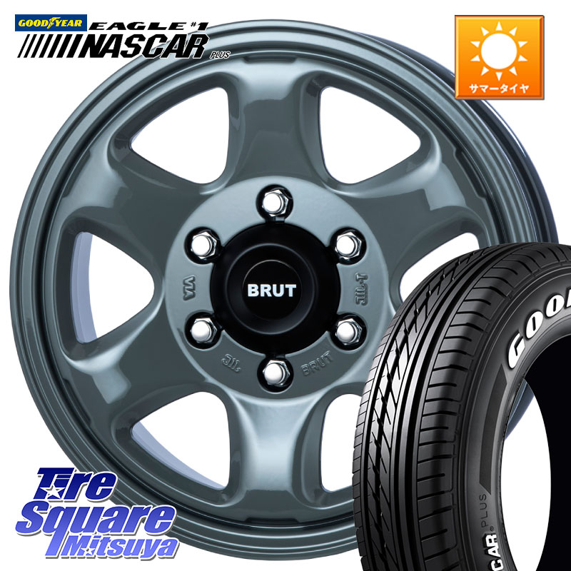 BRUT ブルート BR-44 BR44 ホイール 16インチ 16 X 6.5J +38 6穴 139.7 グッドイヤー EAGLE #1 NASCAR PLUS ナスカー プラス ホワイトレター サマータイヤ 109/107 215/65R16 109*107 200系ハイエース