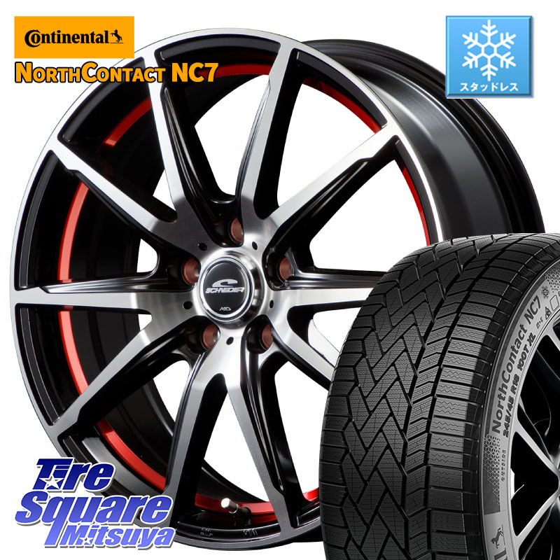 コンチネンタル NorthContact NC7 スタッドレス ミツヤ 正規品 225/55R18 MANARAY MID SCHNEIDER シュナイダー RX02 RED 18インチ 18 X 7.0J +48 5穴 114.3 E52エルグランド ZR-V レヴォーグレイバック SL系フォレスター SK系フォレスター