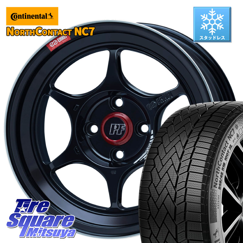 コンチネンタル NorthContact NC7 スタッドレス ミツヤ 正規品 195/60R16ENKEI エンケイ PerformanceLine PF06 BK ホイール 16インチ 16X6.5J 45 4穴 100 E13オーラ|タイヤスクエアミツヤ