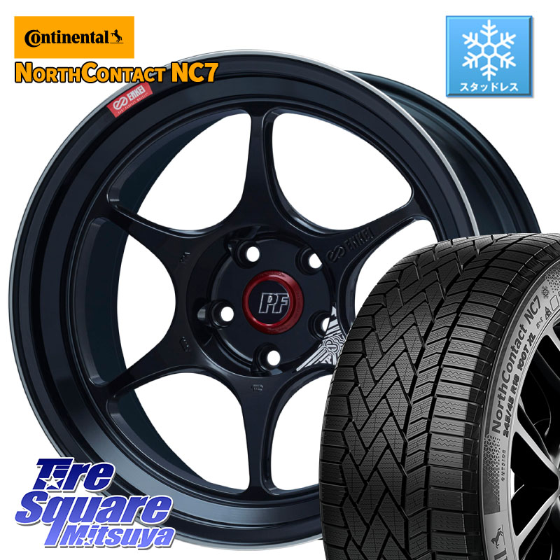 コンチネンタル NorthContact NC7 スタッドレス ミツヤ 正規品 205/60R16ENKEI エンケイ PerformanceLine PF06 BK ホイール 16インチ 16X7.0J 45 5穴 100 エクシーガ|タイヤスクエアミツヤ