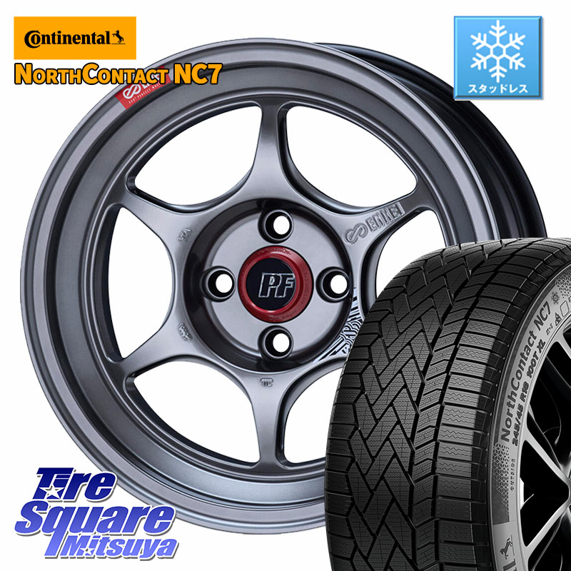 コンチネンタル NorthContact NC7 スタッドレス ミツヤ 正規品 195/60R16 ENKEI エンケイ PerformanceLine PF06 シルバー ホイール 16インチ 16 X 6.5J +38 4穴 100 E13オーラ
