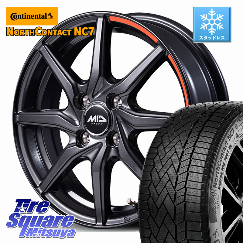 コンチネンタル NorthContact NC7 スタッドレス ミツヤ 正規品 195/65R15 MANARAY MID RX810 ACTIVE BLACK ホイール 15インチ 15 X 6.0J +52 5穴 114.3