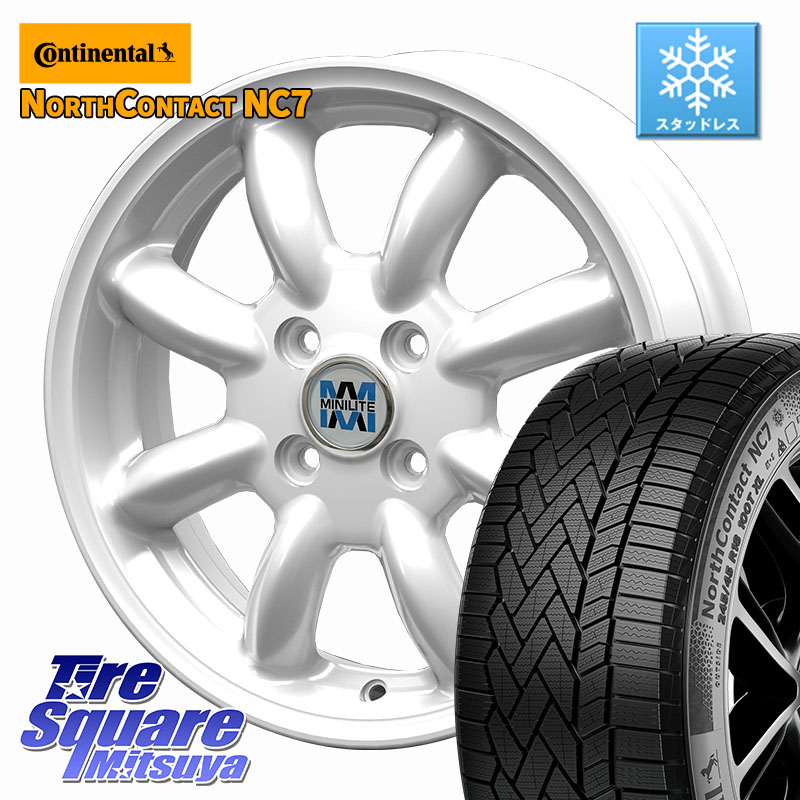 コンチネンタル NorthContact NC7 スタッドレス ミツヤ 正規品 185/60R15 KOSEI MINILITE ホワイト ホイール 15インチ ミニライト 15 X 5.0J +40 4穴 100 アクア 130系ヴィッツ