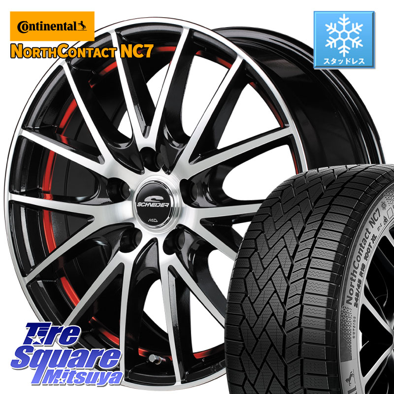 コンチネンタル NorthContact NC7 スタッドレス ミツヤ 正規品 225/55R17 MANARAY MID SCHNEIDER シュナイダー RX27 RX-27 ホイール 4本 17インチ 17 X 7.0J +48 5穴 114.3 RV系ヴェゼル MAZDA6 BN・BL系レガシィ