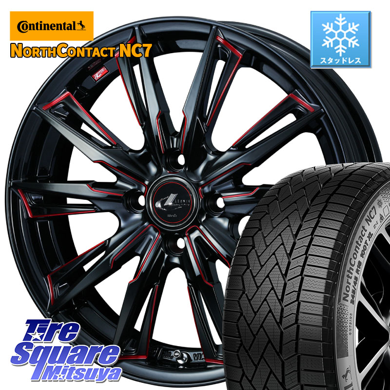 コンチネンタル NorthContact NC7 スタッドレス ミツヤ 正規品 195/60R16 WEDS 【欠品次回05月上旬】 LEONIS レオニス GX RED ウェッズ ホイール 16インチ 16 X 6.0J +42 4穴 100 E13オーラ