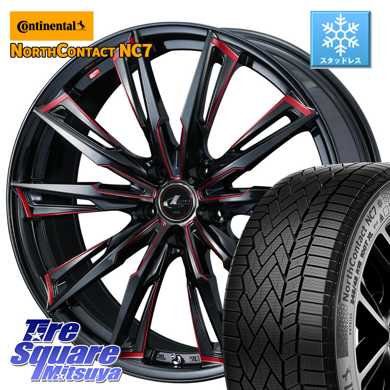 コンチネンタル NorthContact NC7 スタッドレス ミツヤ 正規品 225/55R18 WEDS LEONIS レオニス GX RED ウェッズ ホイール 18インチ 18 X 8.0J +42 5穴 114.3 デリカD:5 SL系フォレスター