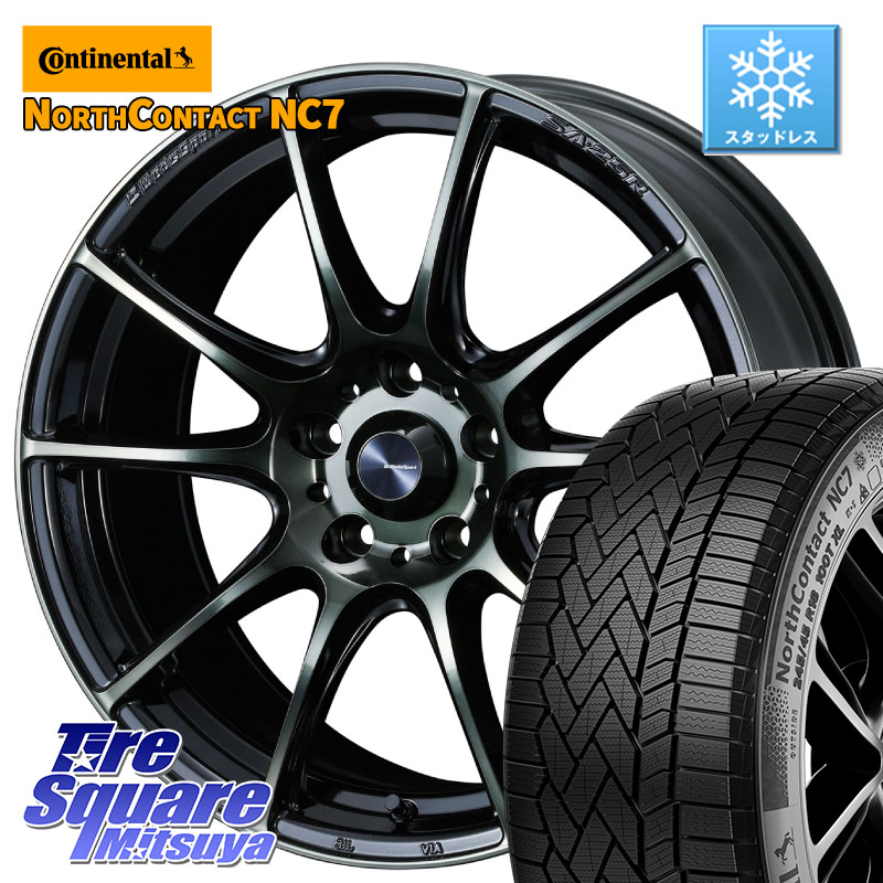 コンチネンタル NorthContact NC7 スタッドレス ミツヤ 正規品 225/45R18 WEDS SA-25R WBC ウェッズ スポーツ ホイール 18インチ 18 X 7.5J +45 5穴 114.3 90系ノア ヴォクシー プリウスアルファ P15キックス リーフ RP6～8ステップワゴン レヴォーグ