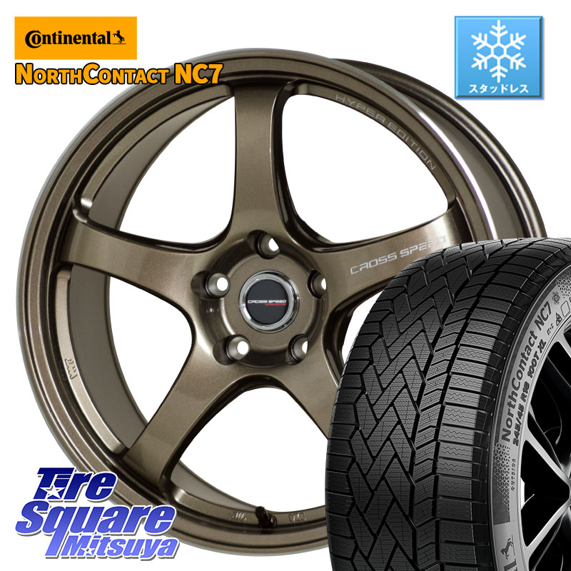 コンチネンタル NorthContact NC7 スタッドレス ミツヤ 正規品 225/55R18HotStuff クロススピード CR5 CR-5 軽量 BRM ホイール 18インチ 18X7.5J 48 5穴 100 レガシー レガシィ アウトバック|タイヤスクエアミツヤ
